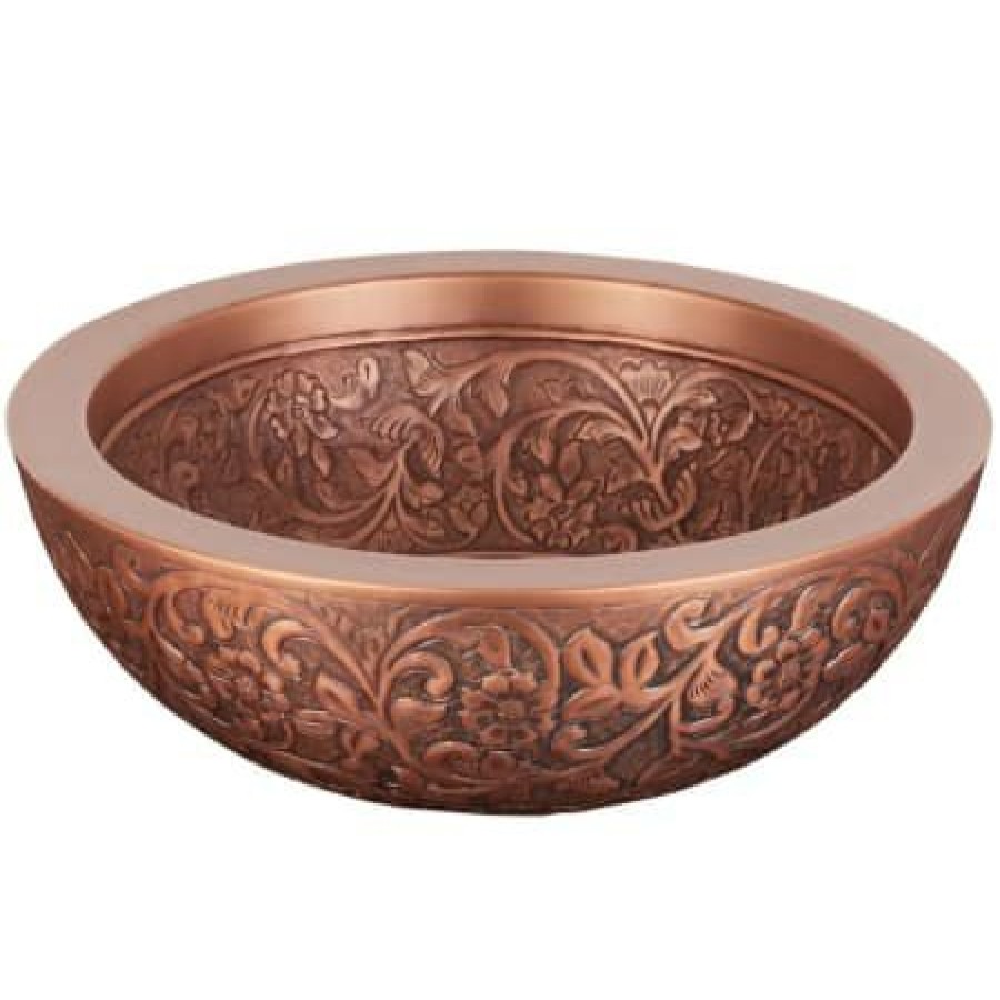 Signature Hardware Coram 18 Copper Vessel Bathroom Sink New