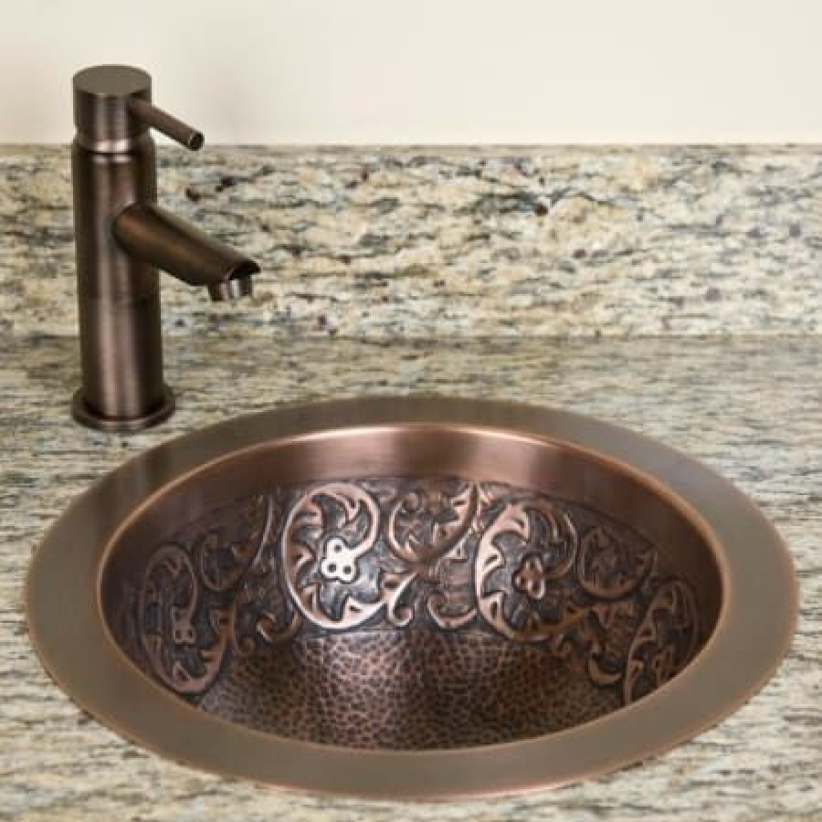 Signature Hardware Scroll 15 Copper Drop In Or Undermount Bathroom Sink New