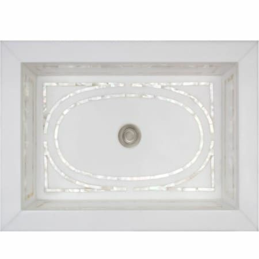 Linkasink 20-3/4 Rectangular White Marble With Mother Of Pearl Inlay Undermount Bathroom Sink Online