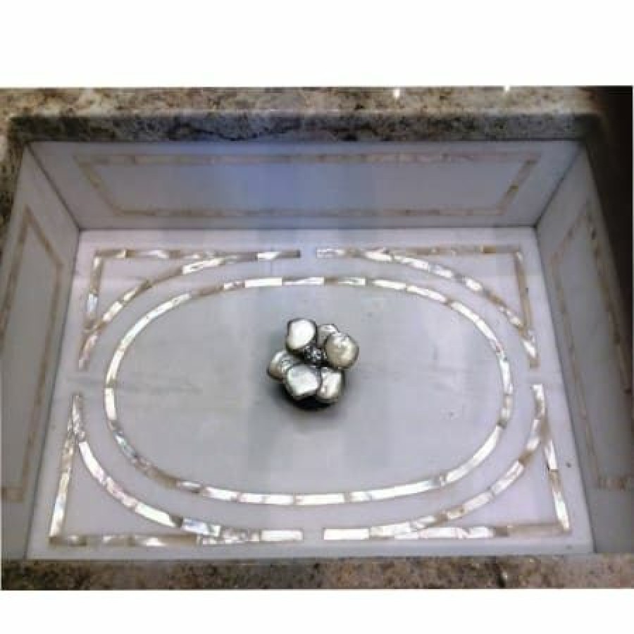 Linkasink 20-3/4 Rectangular White Marble With Mother Of Pearl Inlay Undermount Bathroom Sink Online