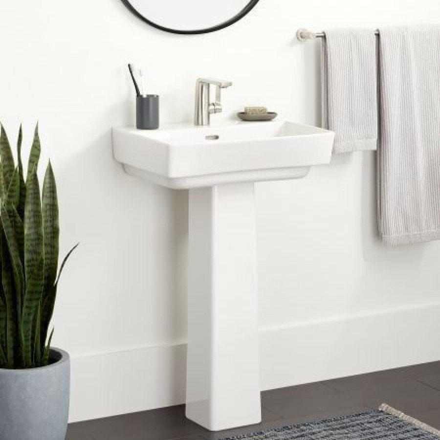 Signature Hardware Pentero 29 Tall Fireclay Pedestal Bathroom Sink Stand Only Hot