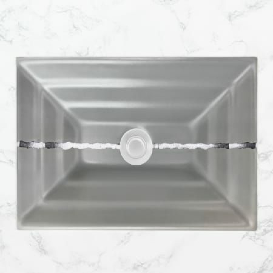 Linkasink 23 Rectangular Glass Undermount Bathroom Sink With Metal Leaf Accent Clearance