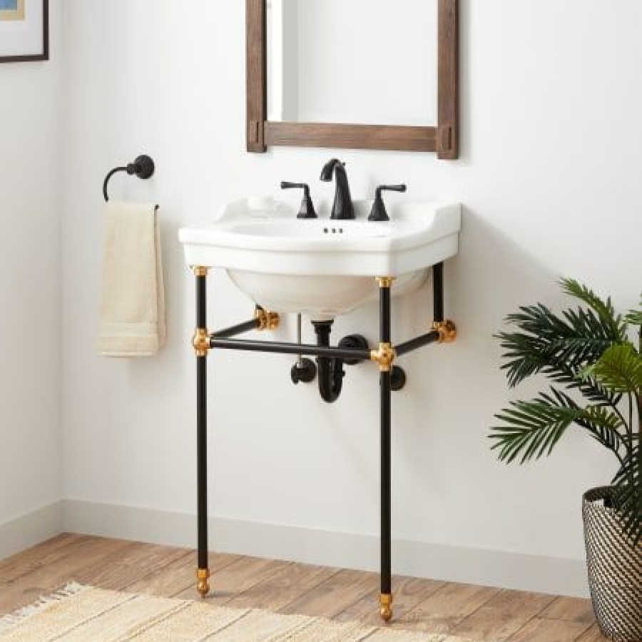 Signature Hardware Cierra 24-1/4 Vitreous China Console Bathroom Sink With 3 Faucet Holes At 8 Centers Wholesale