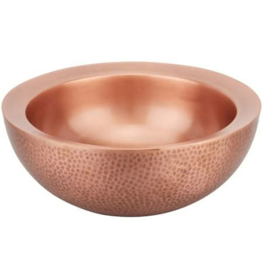 Signature Hardware Casalina 16 Circular Double-Wall Hammered Copper Vessel Bathroom Sink Hot