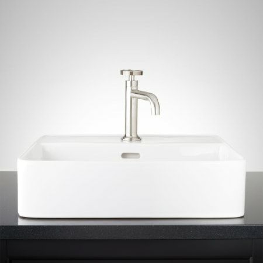 Signature Hardware Hibiscus 20 Fireclay Vessel Bathroom Sink With Single Faucet Hole Clearance