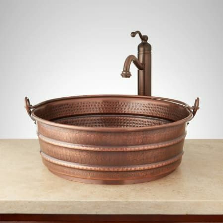 Signature Hardware 17 Copper Vessel Bathroom Sink Hot