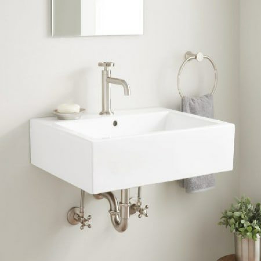 Signature Hardware Whitshed Rectangular Porcelain Wall Mounted Sink Online