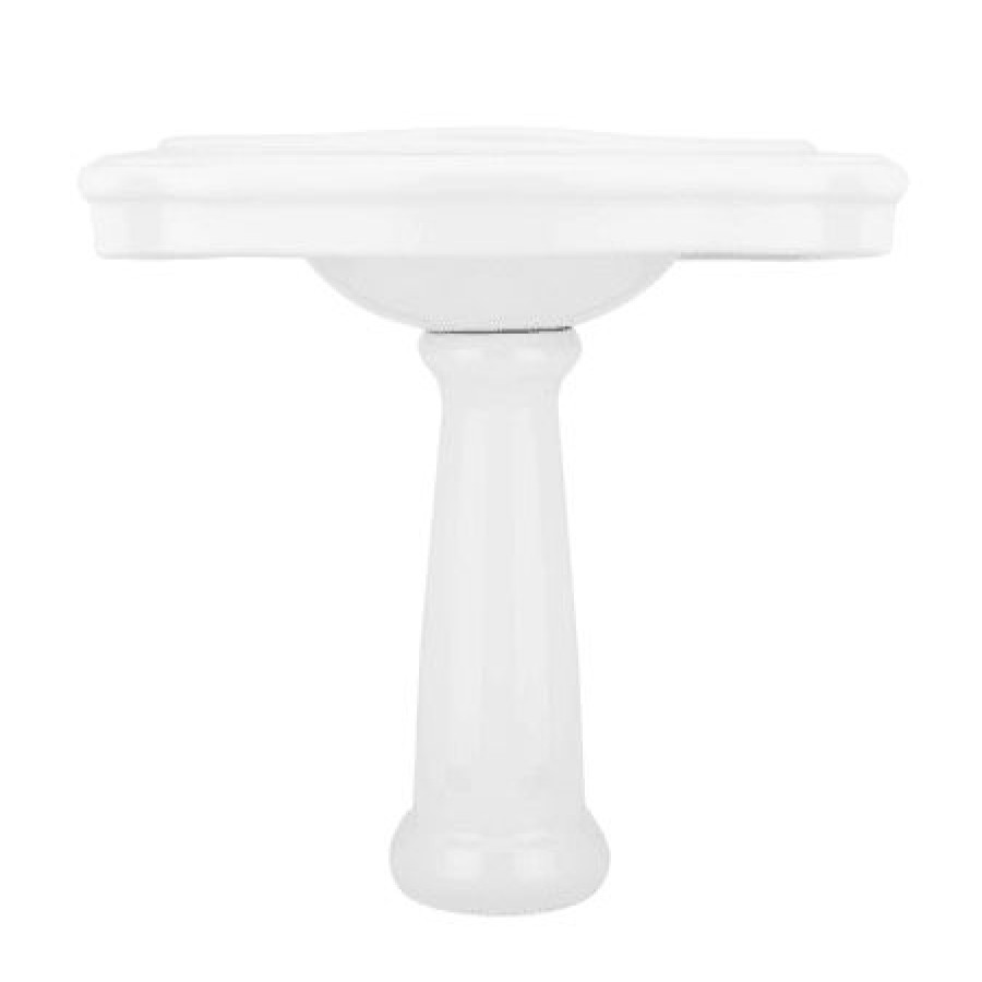 Signature Hardware Carden 34 Porcelain Pedestal Bathroom Sink With 3 Faucet Holes At 8 Centers Best