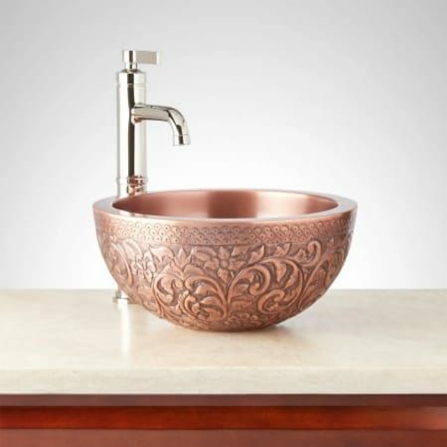 Signature Hardware Lenora 14 Copper Vessel Bathroom Sink Hot