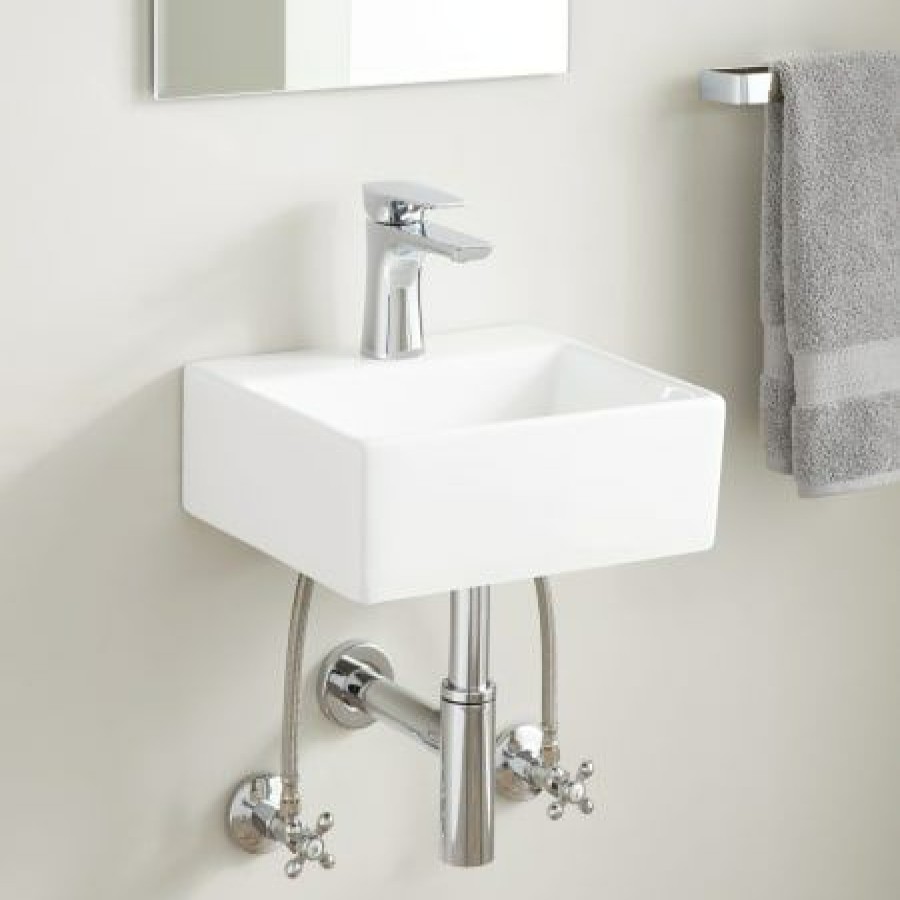 Signature Hardware Corrie 13 Vitreous China Wall Mounted Bathroom Sink With 1 Faucet Hole Clearance