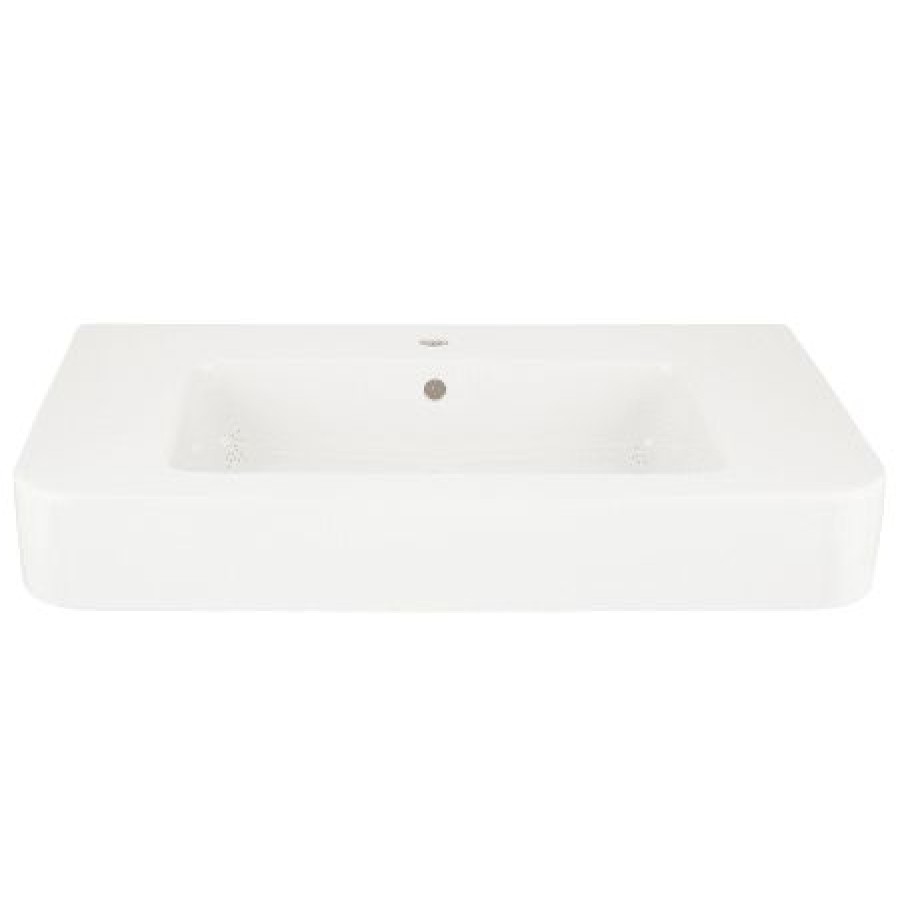 Signature Hardware Burleson 34 Vitreous China Wall Mounted Bathroom Sink With Single Faucet Hole And Overflow New