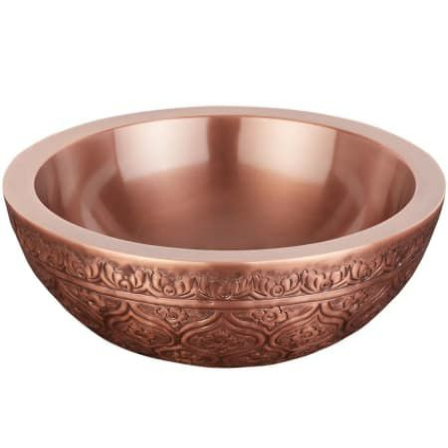 Signature Hardware Nilofar 14 Copper Vessel Bathroom Sink New