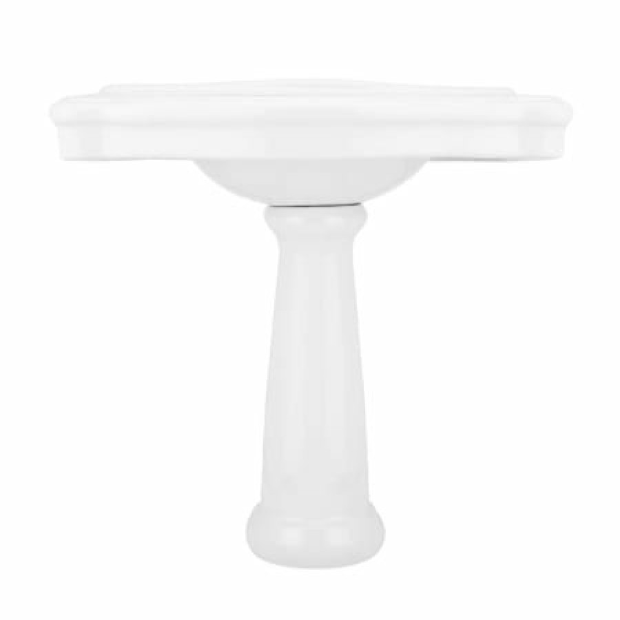 Signature Hardware Carden 34 Porcelain Pedestal Bathroom Sink With Overflow And 3 Faucet Holes At 4 Centers Hot