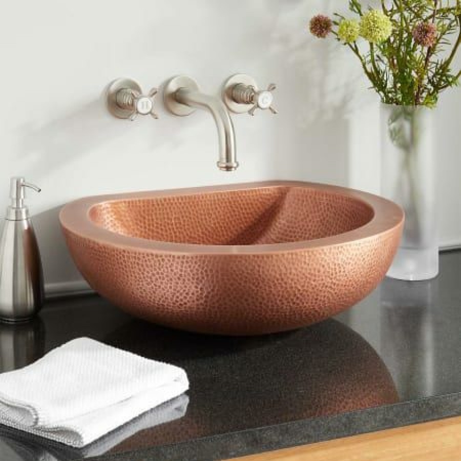 Signature Hardware Brienna 20 Copper Vessel Bathroom Sink New