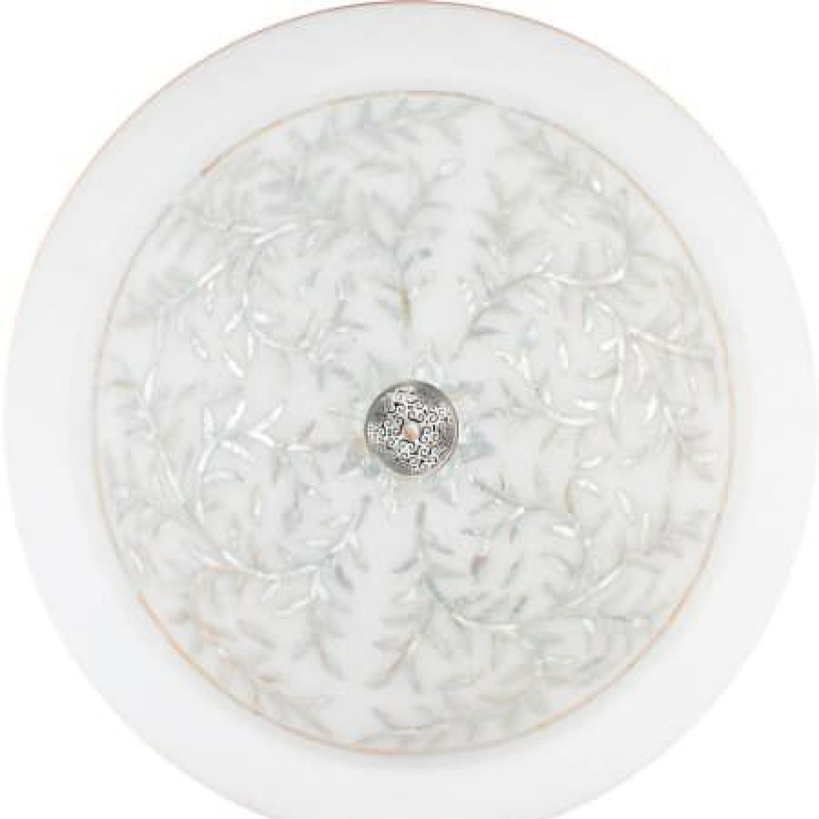 Linkasink 16-1/2 Circular White Marble With Mother Of Pearl Inlay Drop In Or Vessel Bathroom Sink Best