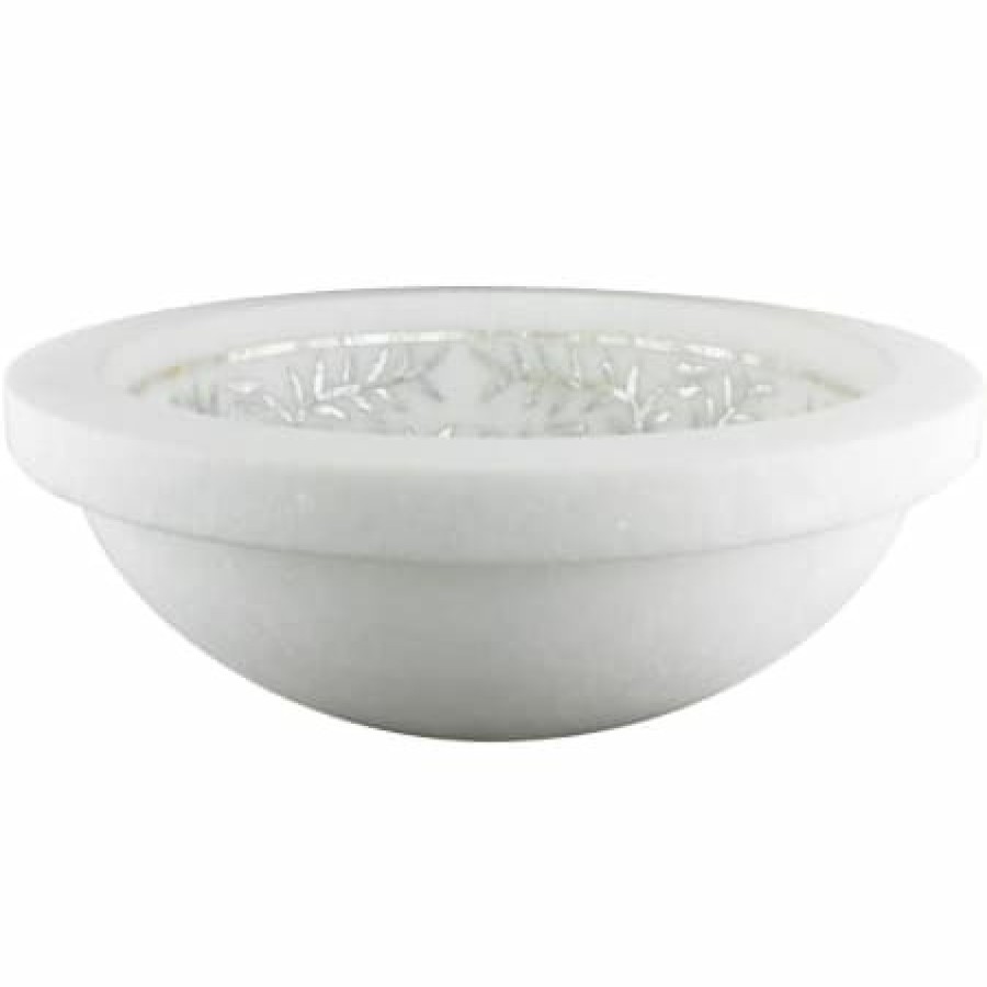 Linkasink 16-1/2 Circular White Marble With Mother Of Pearl Inlay Drop In Or Vessel Bathroom Sink Best