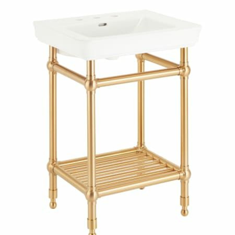 Signature Hardware Eastcott 26-1/4 Porcelain Console Traditional Bathroom Sink With 3 Faucet Holes At 8 Centers Online