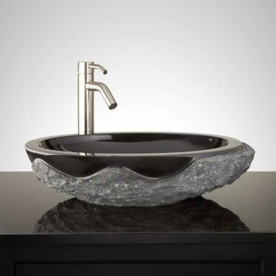 Signature Hardware Harney 22 Natural Stone Vessel Bathroom Sink New