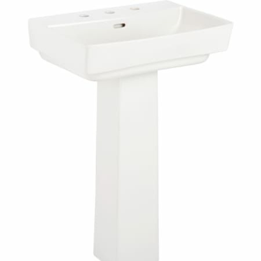 Signature Hardware Pentero 23 Fireclay Pedestal Bathroom Sink With 3 Faucet Holes And 8 Centers Wholesale