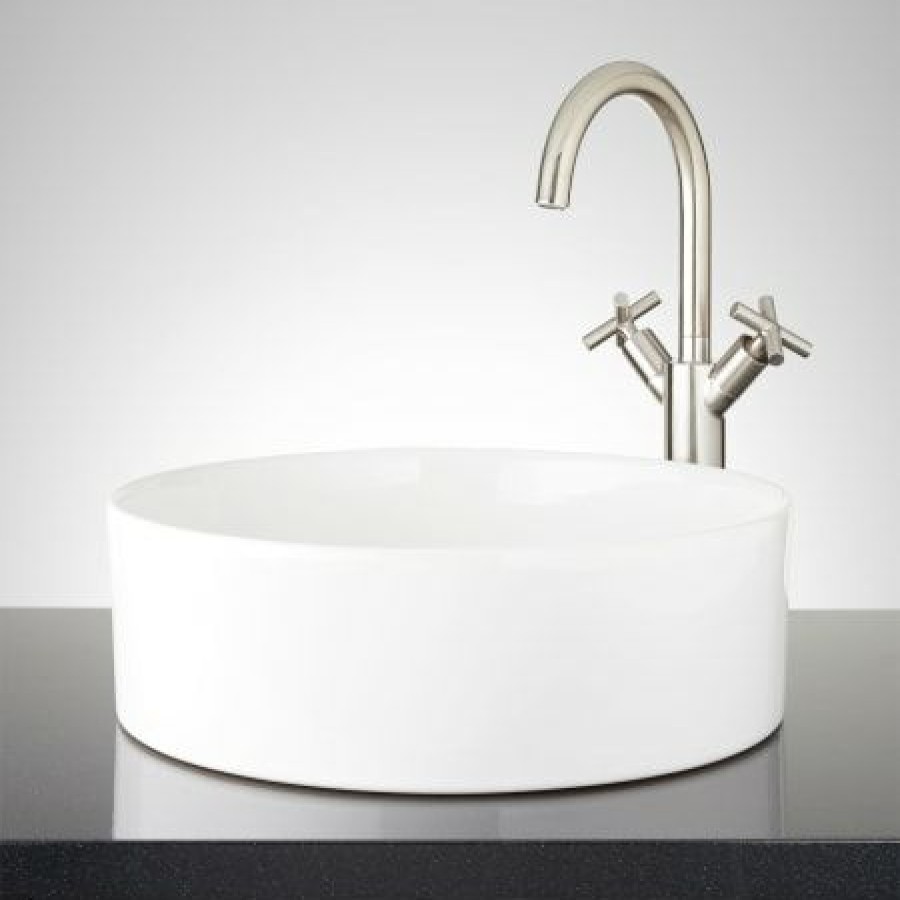 Signature Hardware Hibiscus 16 Circular Fireclay Vessel Bathroom Sink Clearance