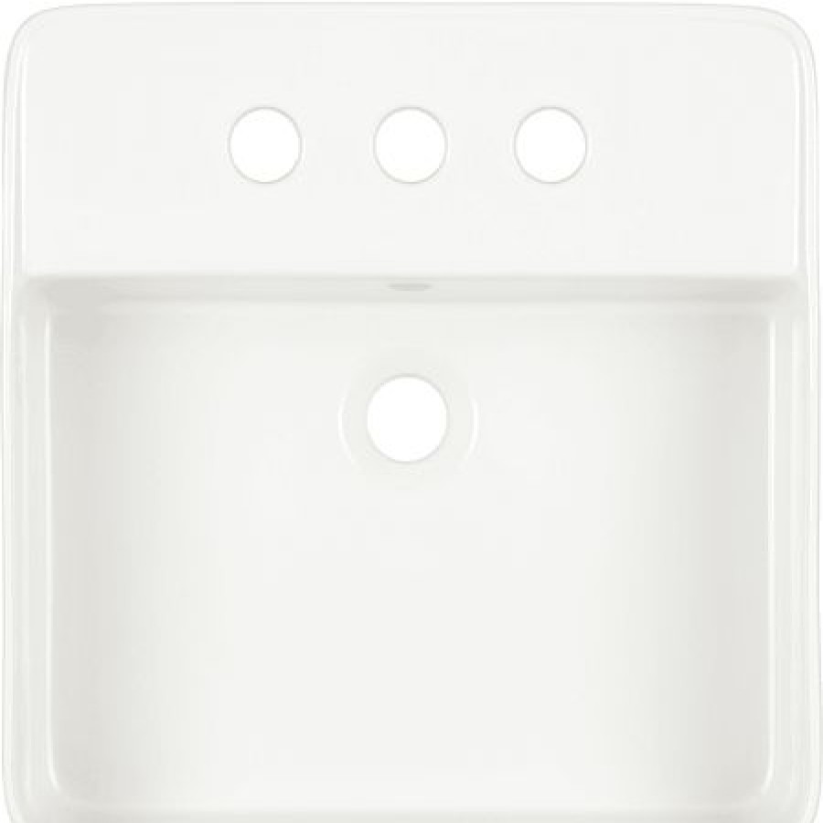 Signature Hardware Hibiscus 17 Fireclay Vessel Bathroom Sink With 3 Faucet Holes At 8 Centers New