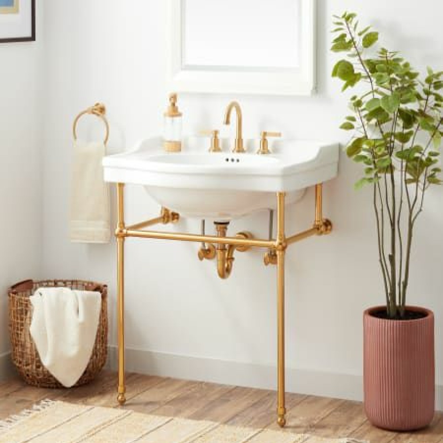 Signature Hardware Cierra 30 Vitreous China Console Bathroom Sink With 3 Faucet Holes At 8 Centers Online