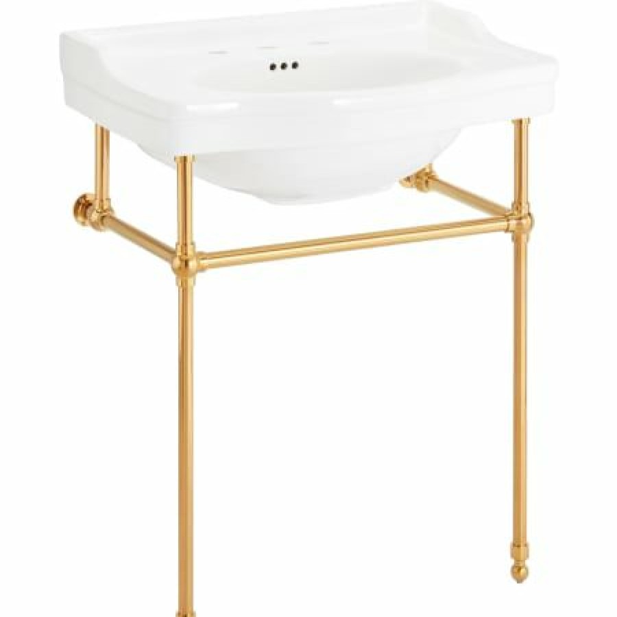 Signature Hardware Cierra 30 Vitreous China Console Bathroom Sink With 3 Faucet Holes At 8 Centers Online